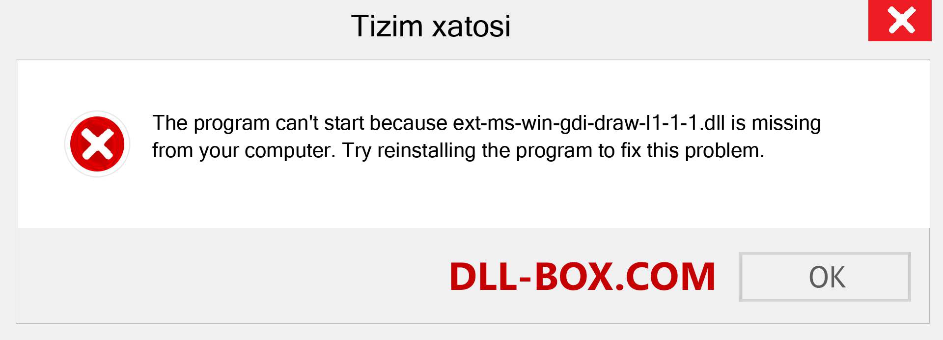 ext-ms-win-gdi-draw-l1-1-1.dll fayli yo'qolganmi?. Windows 7, 8, 10 uchun yuklab olish - Windowsda ext-ms-win-gdi-draw-l1-1-1 dll etishmayotgan xatoni tuzating, rasmlar, rasmlar